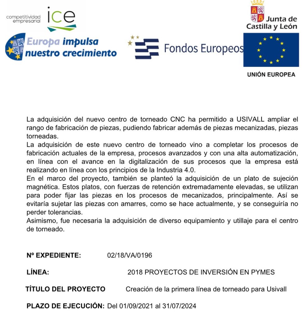 CREACIÓN DE LA PRIMERA LÍNEA DE TORNEADO PARA USIVALL